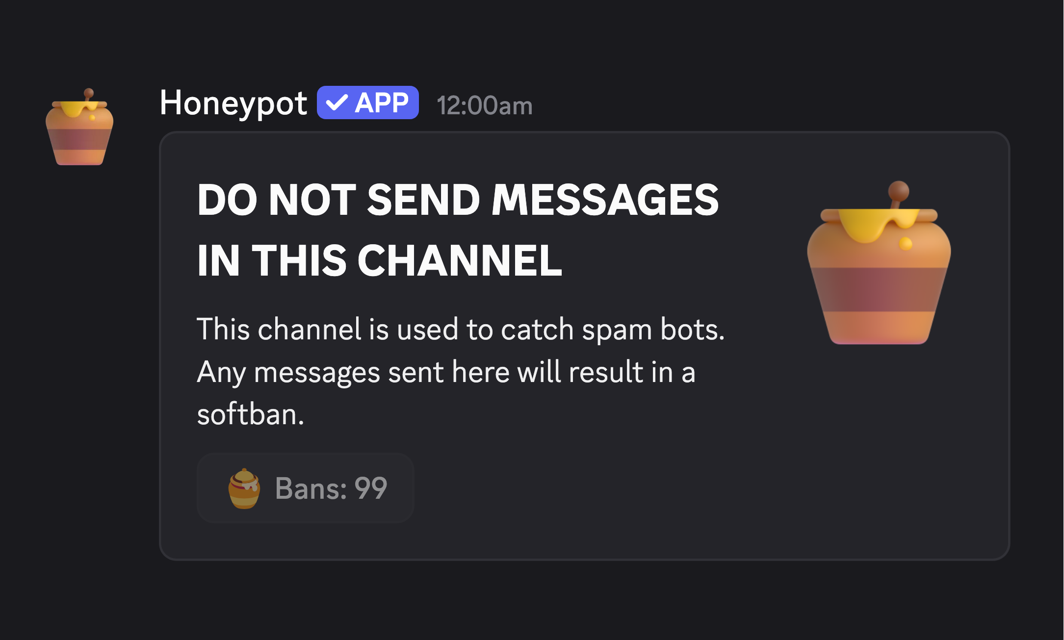 Example of message in #honeypot